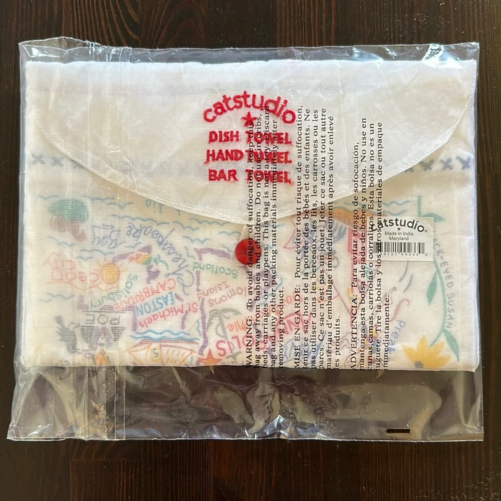 Catstudio Maryland embroidered Dish Bar Tea Towel NWT sealed in original package